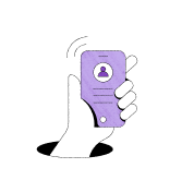 Ilustración de una mano sujetando un teléfono móvil
