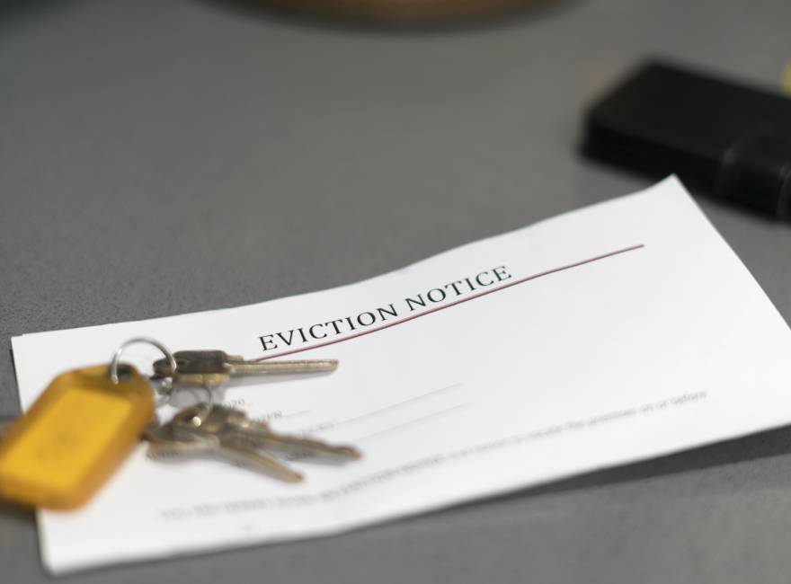 Eviction Notice next to a set of keys