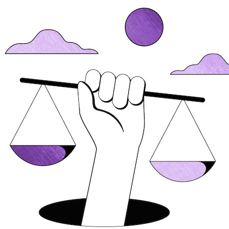 Una imagen de una mano sosteniendo una balanza.